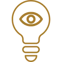 waarom-overstappen Waarom overstappen? Icoon van een gloeilamp met een oog erin; het "bewust" van Digitaal Bewust
